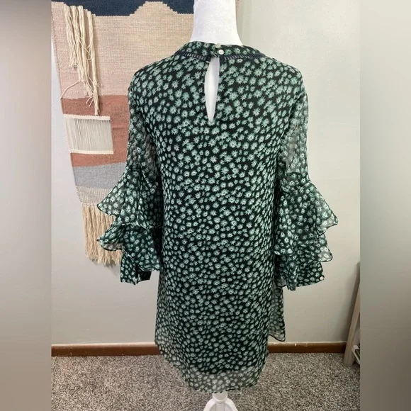 Anthropologie Ranna Gill Green Fluttered embroidered Boho Mini Dress XS NWOT - Picture 8 of 10